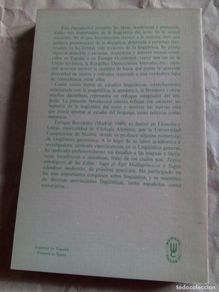 Libros de segunda mano: INTRODUCCI&Oacute;N A LA LING&Uuml;&Iacute;STICA DEL TEXTO / ENRIQUE BERN&Aacute;RDEZ - Foto 2