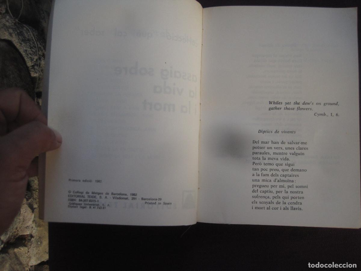 Libros de segunda mano: VV. AA. Assaig sobre la vida i la mort. Teide 1982 - Foto 3