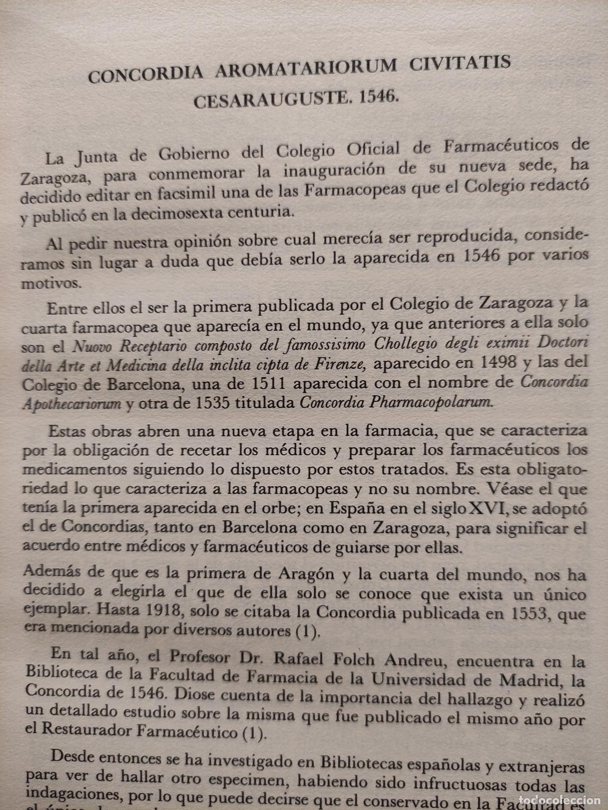 Libros de segunda mano: CONCORDIA AROMATARIORUM CIVITATIS CESARAUGUSTE - facs&iacute;mil - numerado - limitado - Foto 4