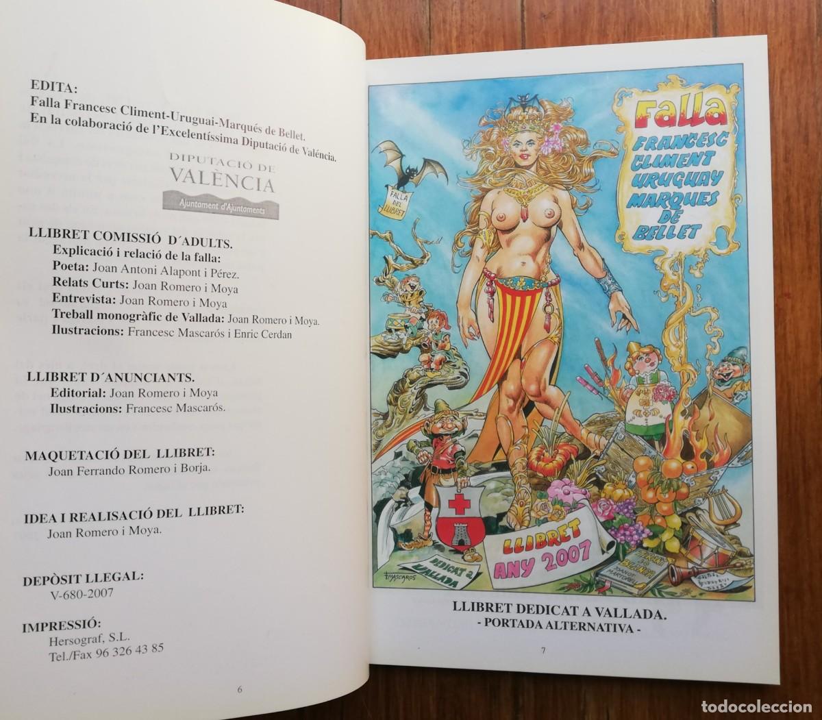 Libros de segunda mano: Llibret de la Falla Francesc Climent - Uruguay - Marqu&eacute;s de Bellet del a&ntilde;o 2007. Vallada - Foto 3