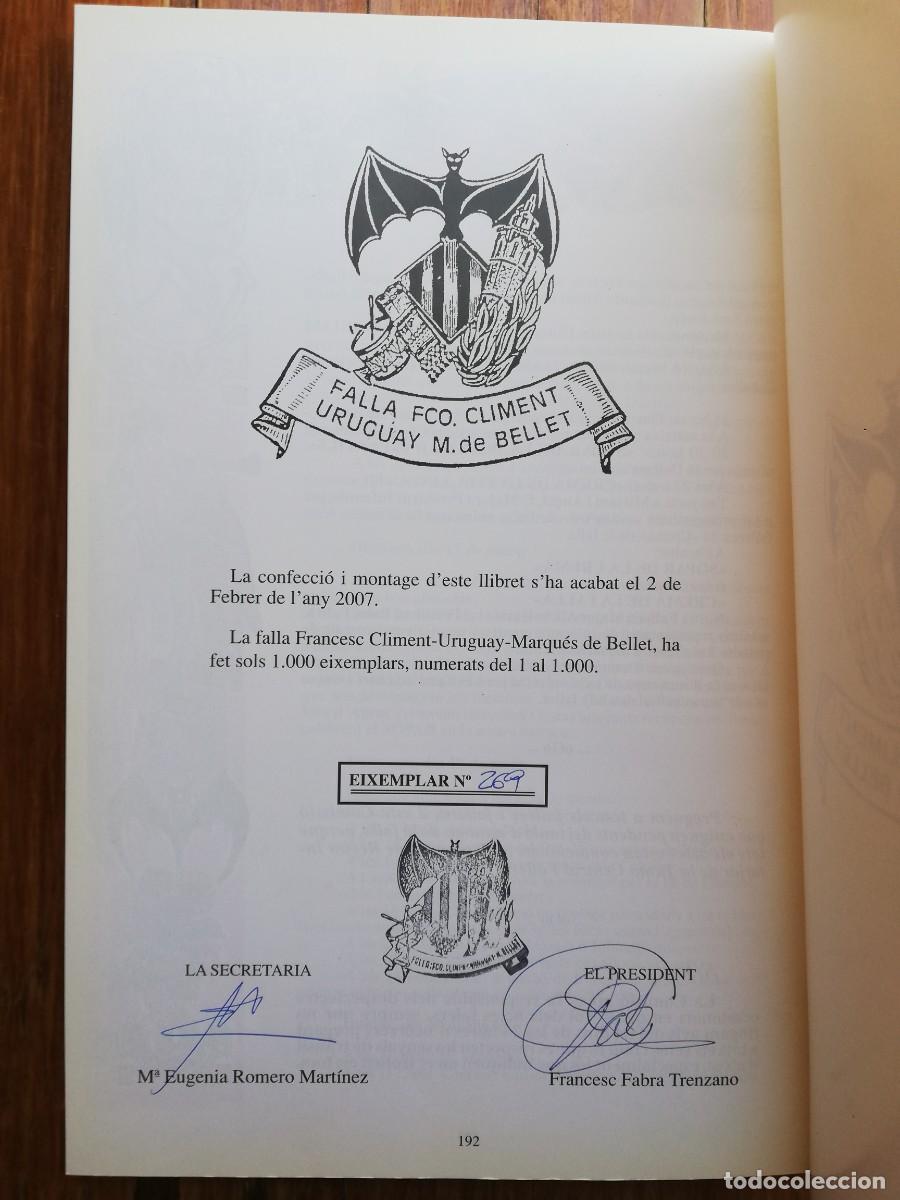 Libros de segunda mano: Llibret de la Falla Francesc Climent - Uruguay - Marqu&eacute;s de Bellet del a&ntilde;o 2007. Vallada - Foto 7
