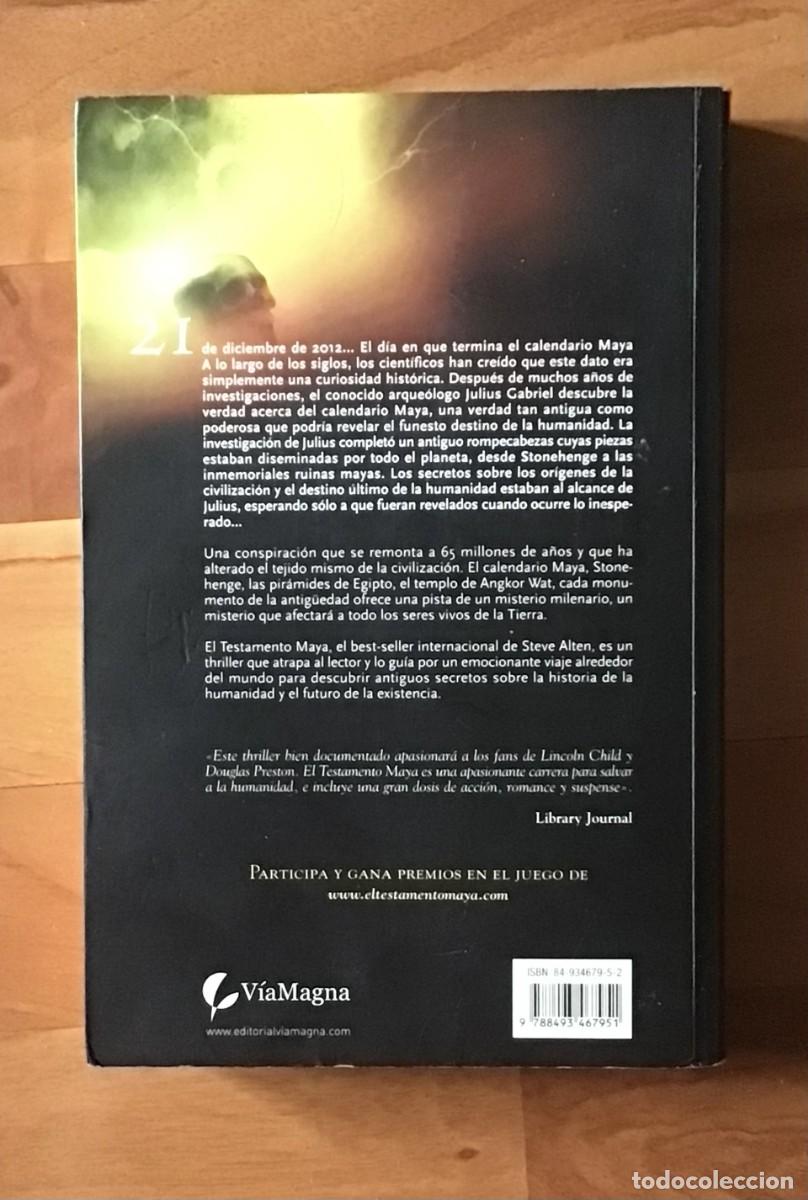 Libros de segunda mano: &rdquo;El testamento maya&rdquo; de Steve Alten. - Foto 2
