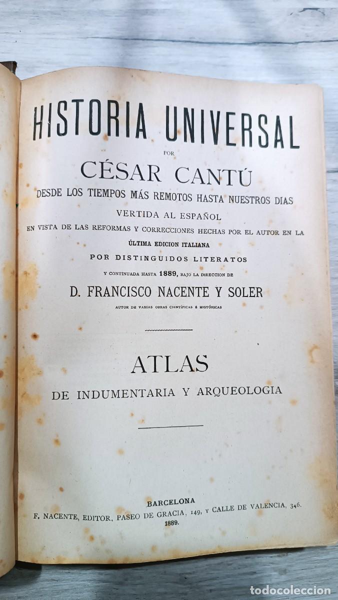Libros de segunda mano: Cesar Cant&uacute;, Historia Universal Atlas 1889 - Foto 2