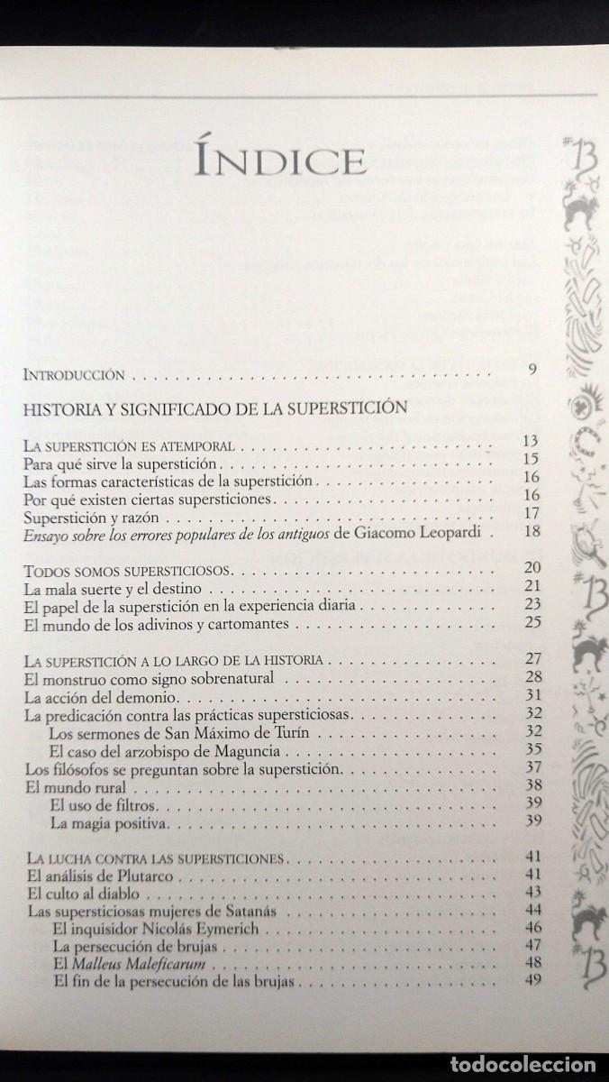 Libros de segunda mano: EL LIBRO DE LAS SUPERSTICIONES. OR&Iacute;GENES, SIGNIFICADO E INTERPRETACIONES - MASSIMO CENTINI - Foto 3