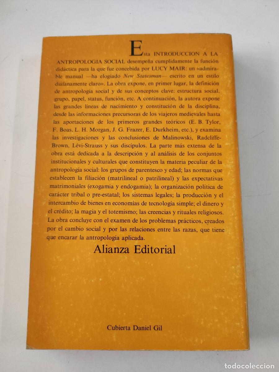 Libros de segunda mano: Introducci&oacute;n a la antropolog&iacute;a social. Lucy Mair. - Foto 2