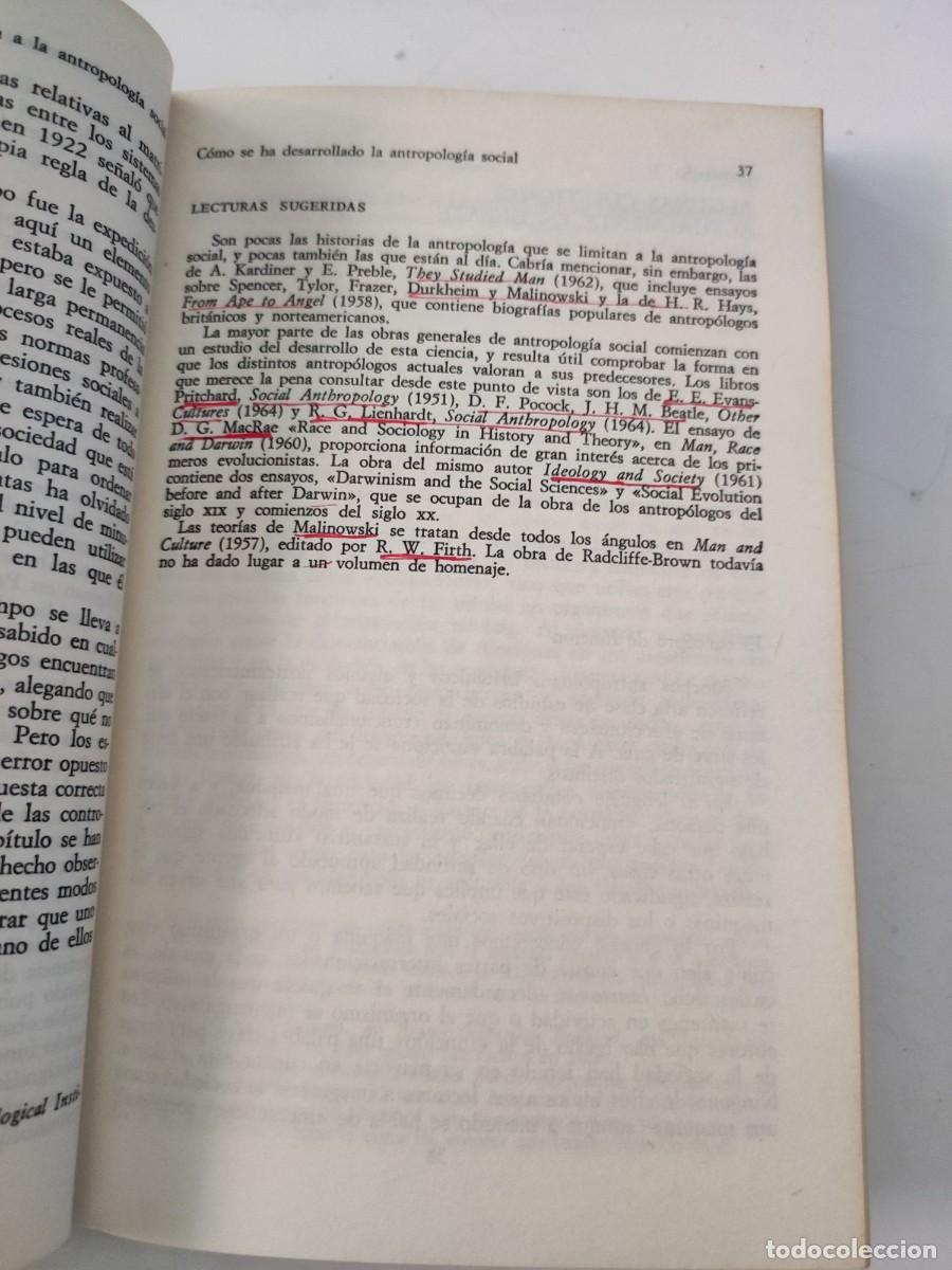 Libros de segunda mano: Introducci&oacute;n a la antropolog&iacute;a social. Lucy Mair. - Foto 3