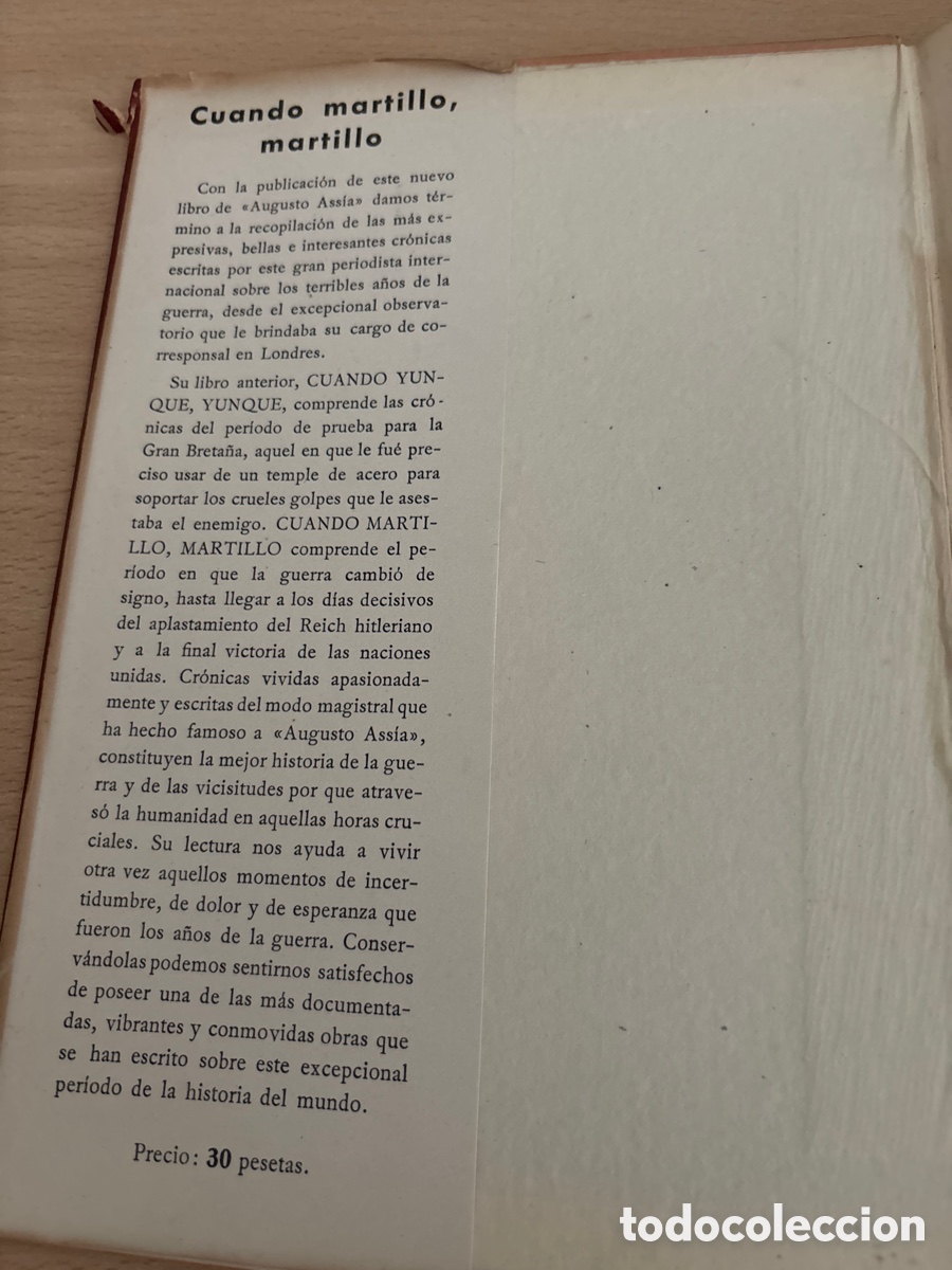Libros de segunda mano: Libro cuando martillo martillo de Augusto Asia - Foto 3