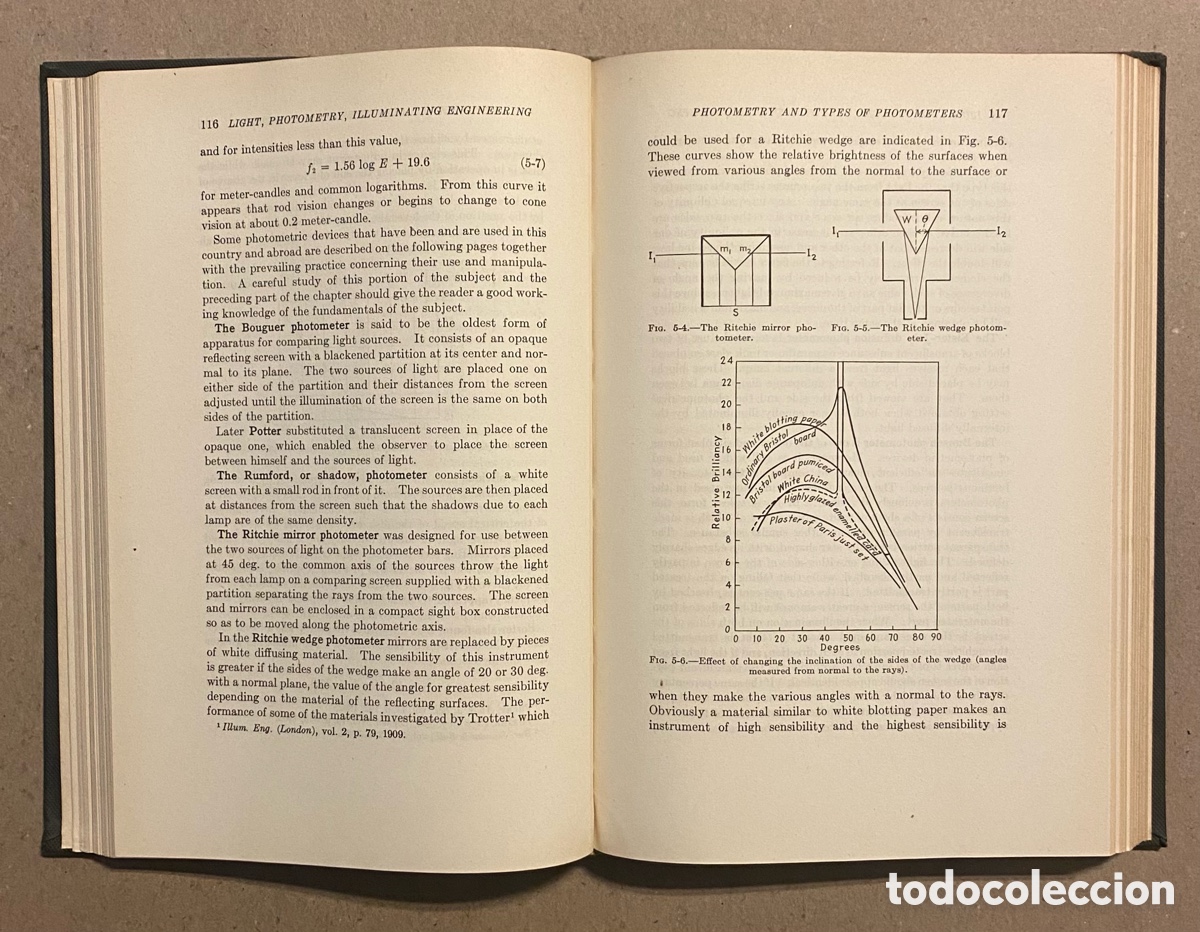 Libros de segunda mano: LIGHT, PHOTOMETRY AND ILLUMINATIMG ENGINEERING. WILLIAM E. BARROWS. MCGRAWHILL 1938. - Foto 5