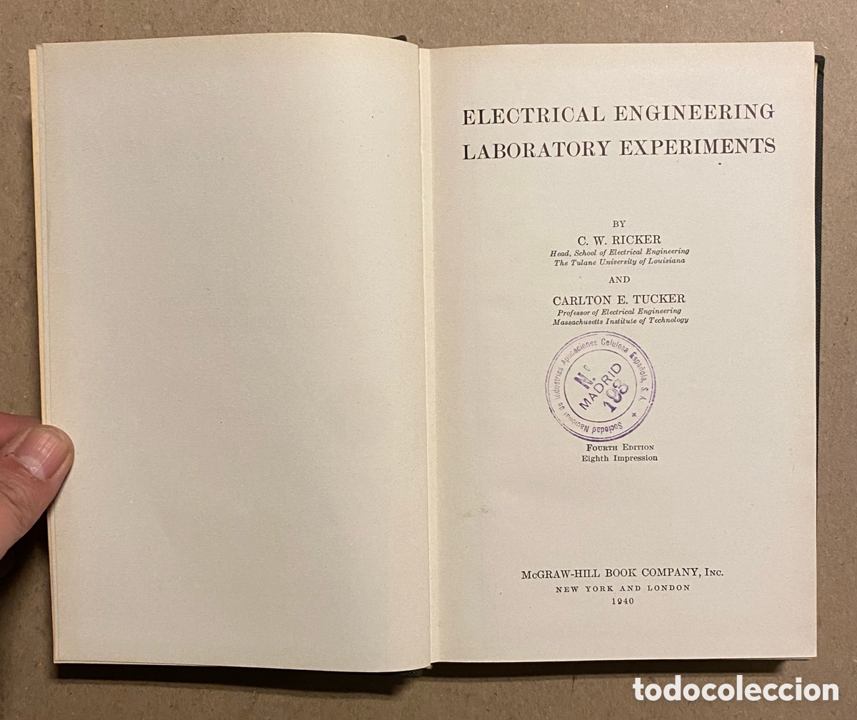 Libros de segunda mano: ELECTRICAL ENGINEERING LABORATORY EXPERIMENTS. C.W. RICKER & CARLTON E. TUCKER. MCGRAWHILL 1940. - Foto 3