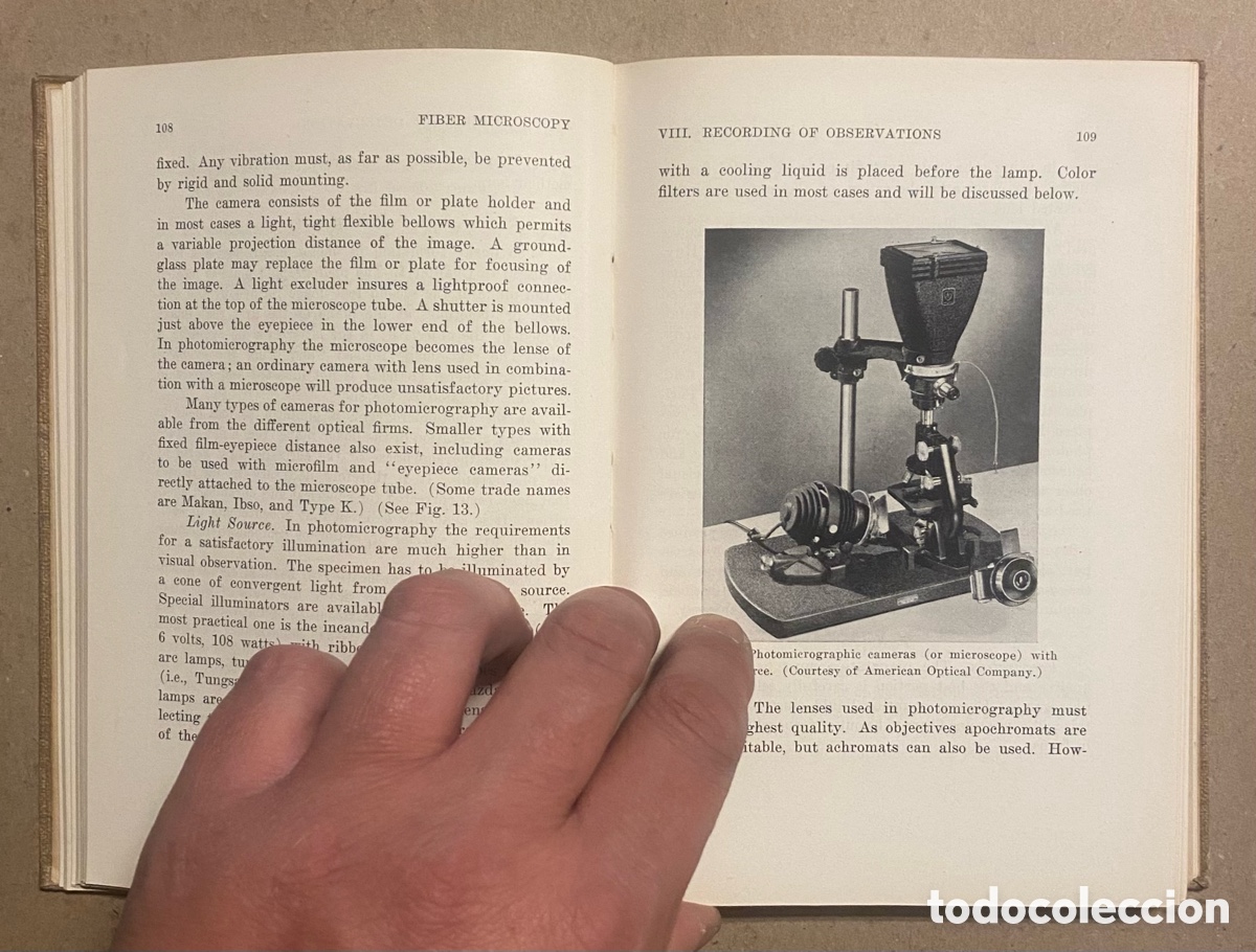 Libros de segunda mano: FIBER MICROSCOPY. A TEXTBOOK AND LABORATORY MANUAL. A.N.J. HEYN. INTERSCIENCE 1954. - Foto 4
