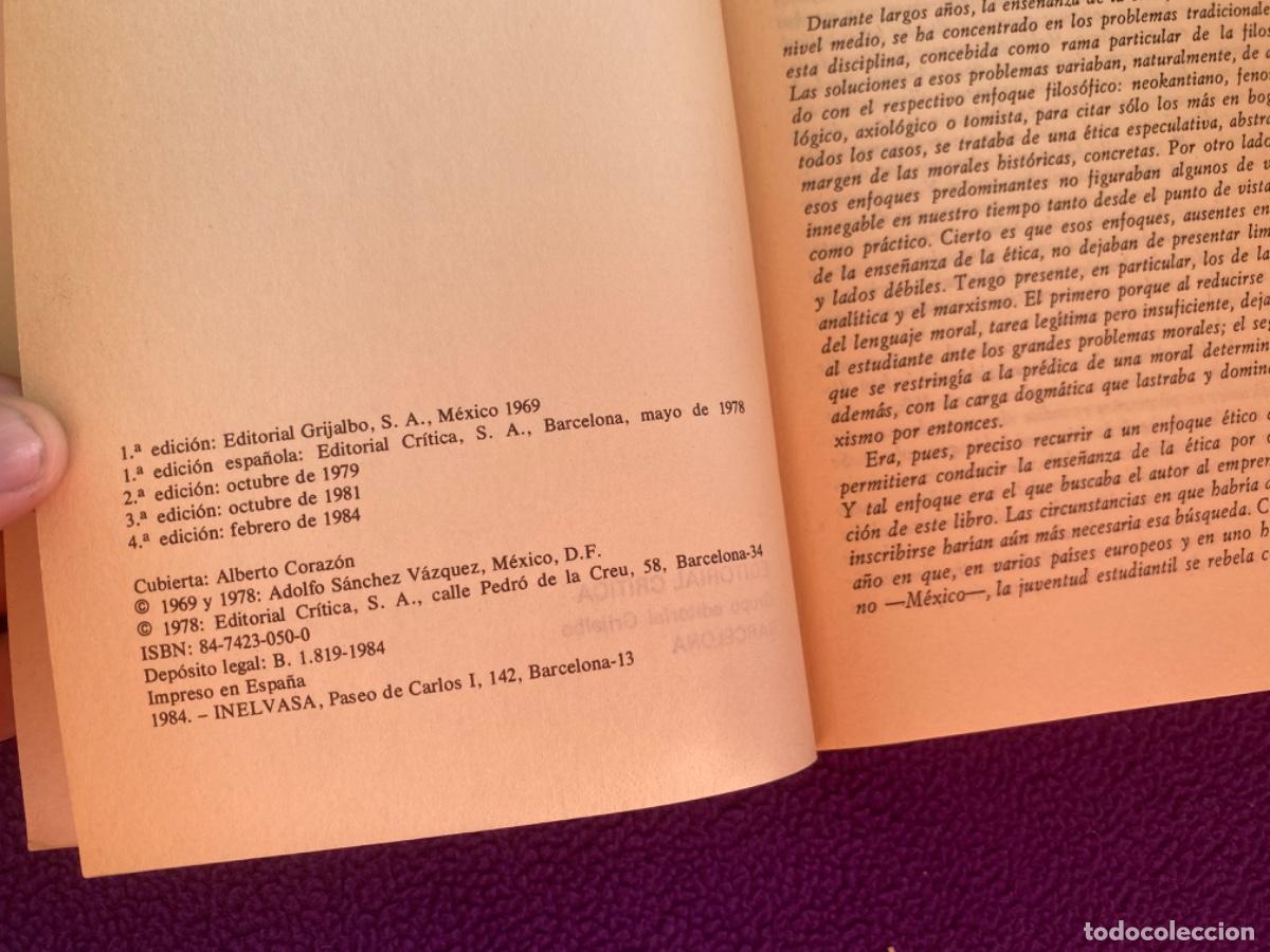 Libros de segunda mano: &Eacute;tica. S&Aacute;NCHEZ V&Aacute;ZQUEZ, Adolfo. Ed. Cr&iacute;tica - Foto 5