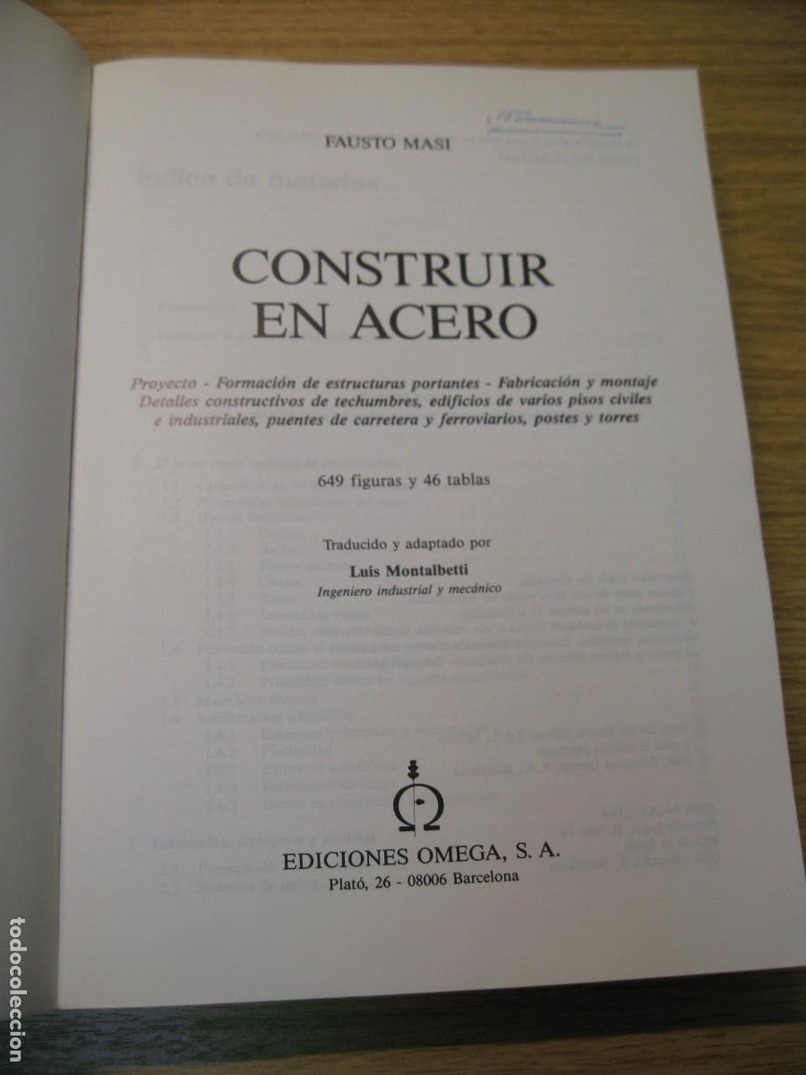 Libros de segunda mano: FAUSTO MASI. CONSTRUIR EN ACERO. EDITORIAL OMEGA. 1988 - Foto 5