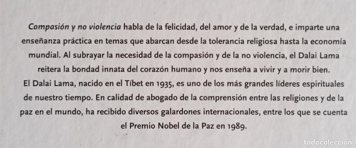 Libros de segunda mano: COMPASION Y NO VIOLENCIA - DALAI LAMA - Foto 2