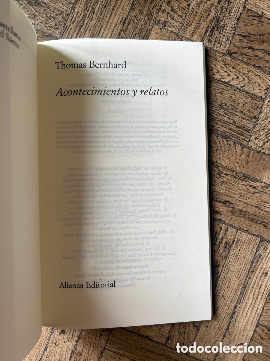 Libros de segunda mano: Acontecimientos y relatos - Thomas Bernhard - Alianza (1997) - Foto 3