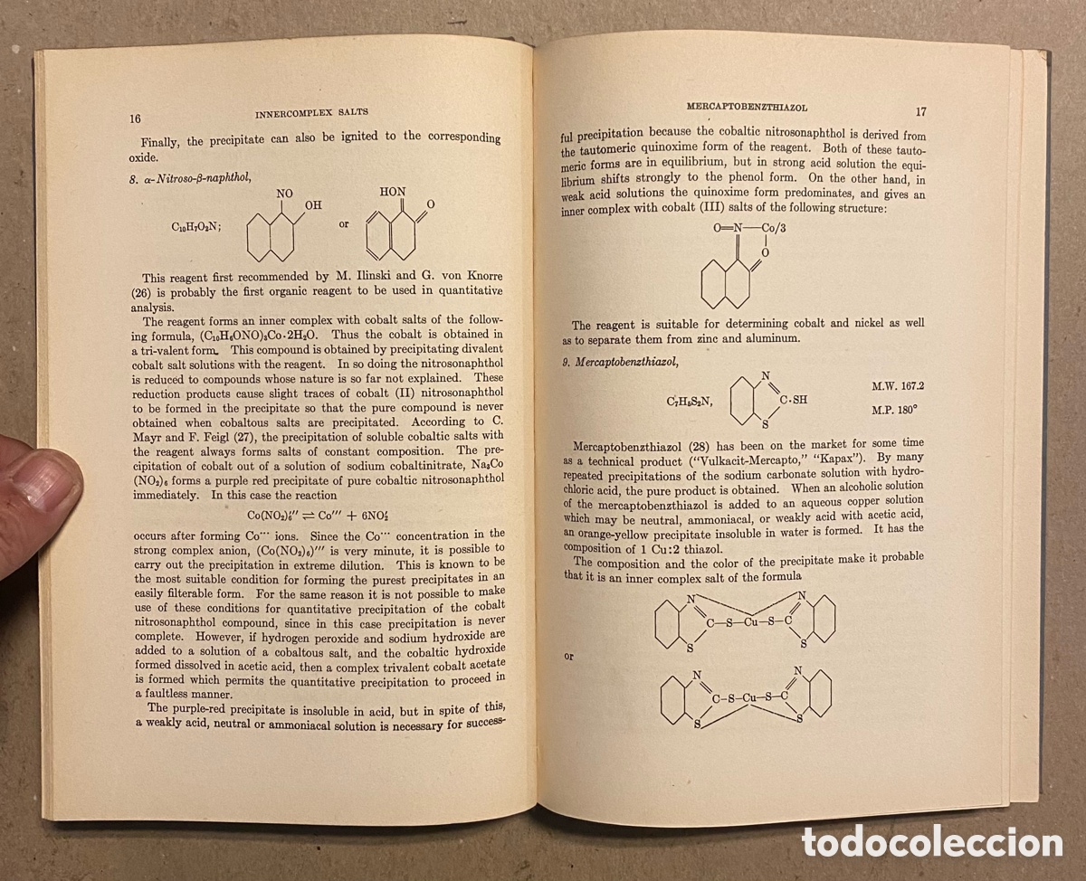 Libros de segunda mano: ORGANIC REAGENTS USED IN QUANTITATIVE INORGANIC ANALYSIS. WILLHELM PRODINGER. - Foto 3