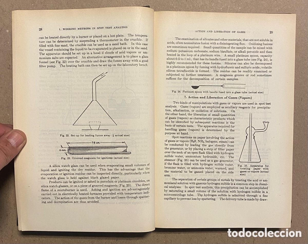 Libros de segunda mano: QUALITATIVE ANALYSIS BY SPOT TESTS. FRITZ FEIGL. ELSEVIER PUBLISHING 1947. - Foto 3