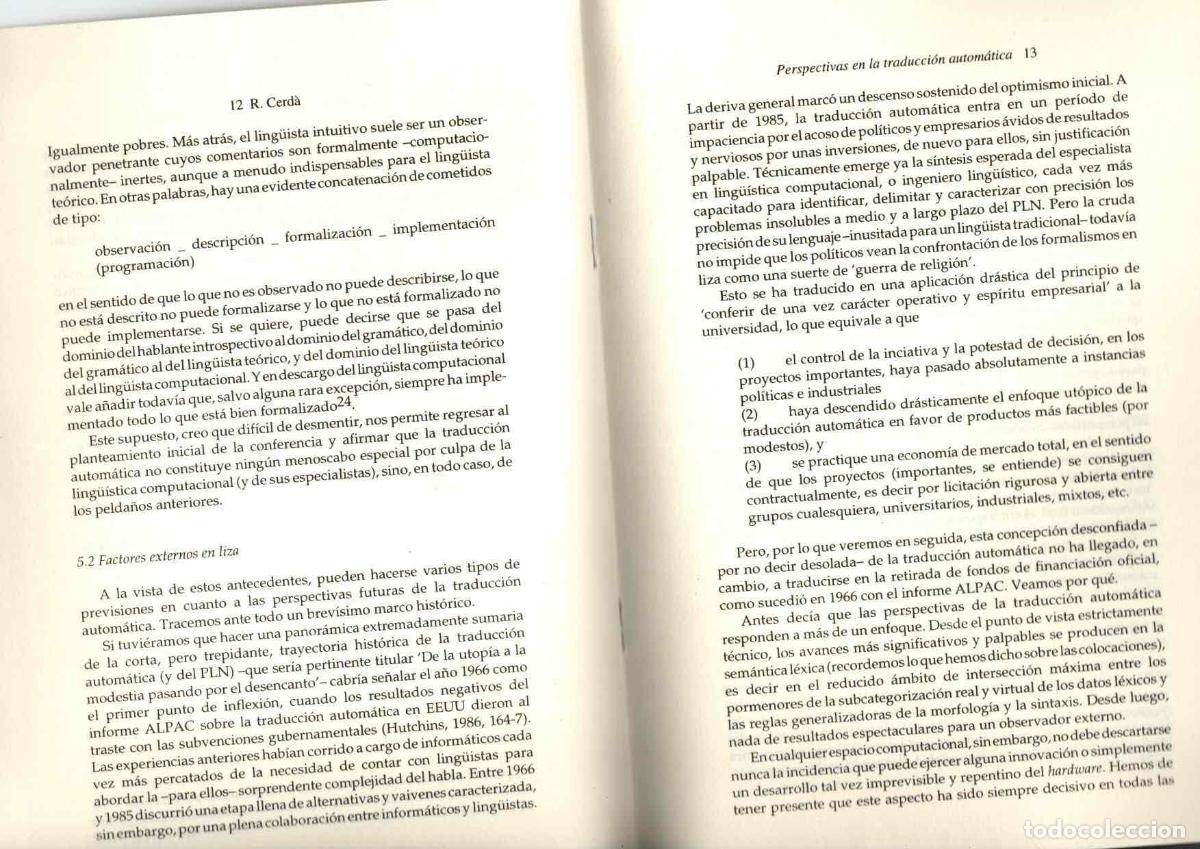 Libros de segunda mano: PERSPECTIVAS EN TRADUCCION AUTOMATICA. RAMON CERDA. COMUNICACION INTERLINGUISTICA E INTERCULTURAL - Foto 2