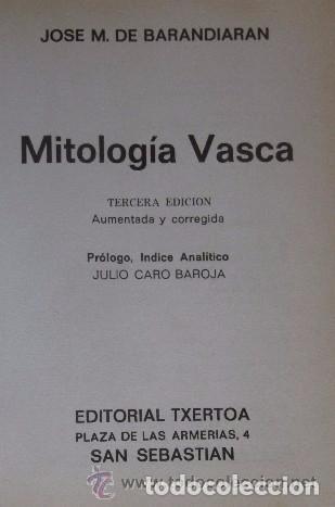 Libros de segunda mano: MITOLOGIA VASCA - JOSE MARIA DE BERRANDIARAN - Foto 2