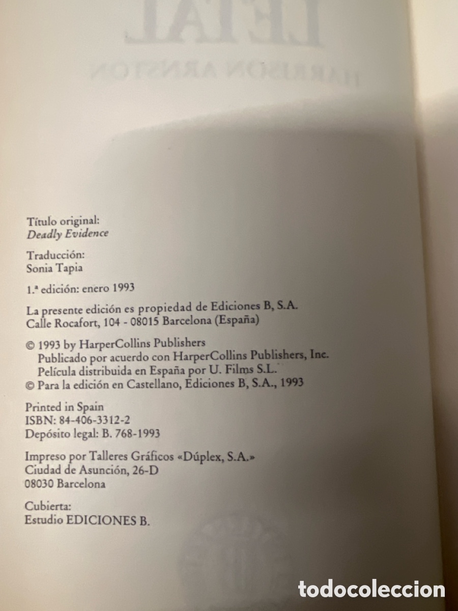 Libros de segunda mano: T2/A3/40. CUERPO LETAL -- HARRISON ARNSTON -- EDICIONES B 1993 - Foto 3