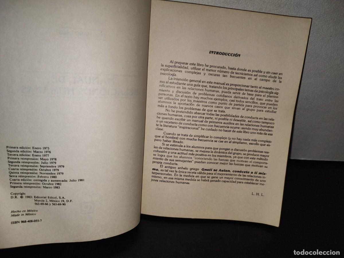 Libros de segunda mano: 103- RELACIONES HUMANAS - LUIS HARO LEEB - 1983 - Foto 4