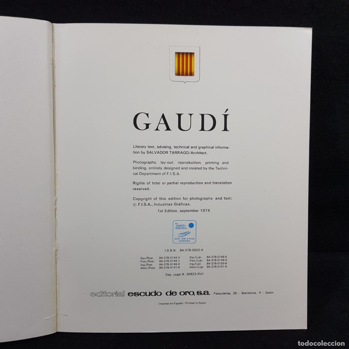 Libros de segunda mano: ANTONI GAUD&Iacute; - EDITORIAL ESCUDO DE ORO - 1974 / 239 - Foto 4