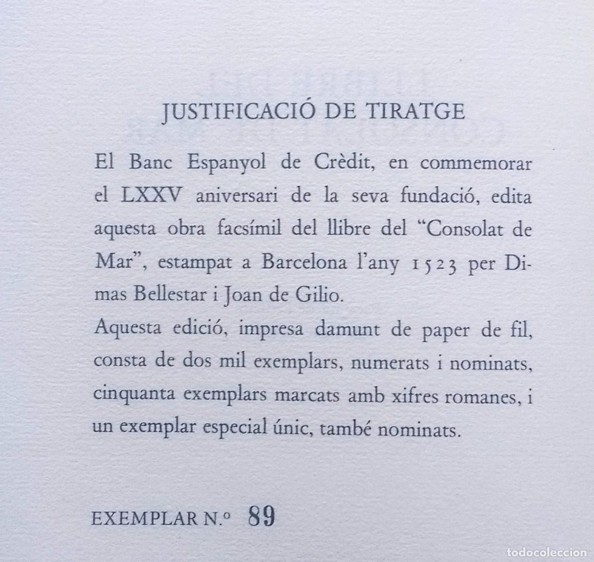 Libros de segunda mano: LLIBRE DEL CONSOLAT DE MAR. EDICI&Oacute; FACS&Iacute;MIL DE LEDICI&Oacute; DE 1523 - NUMERAT 89 de 2000 - Foto 4