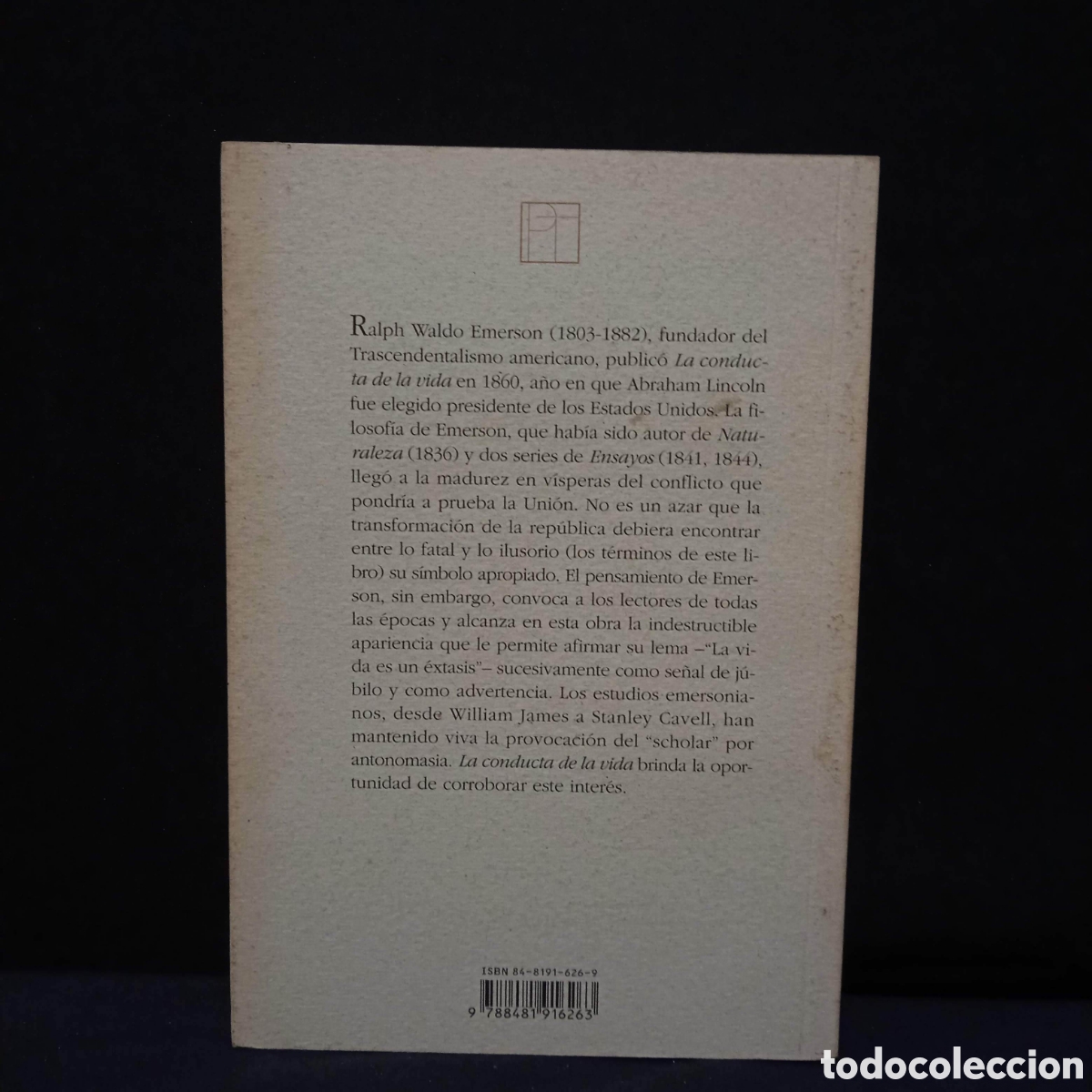 Libros de segunda mano: LA CONDUCTA DE LA VIDA - RALPH WALDO EMERSON - PRE-TEXTOS 2004 #8696 - Foto 2