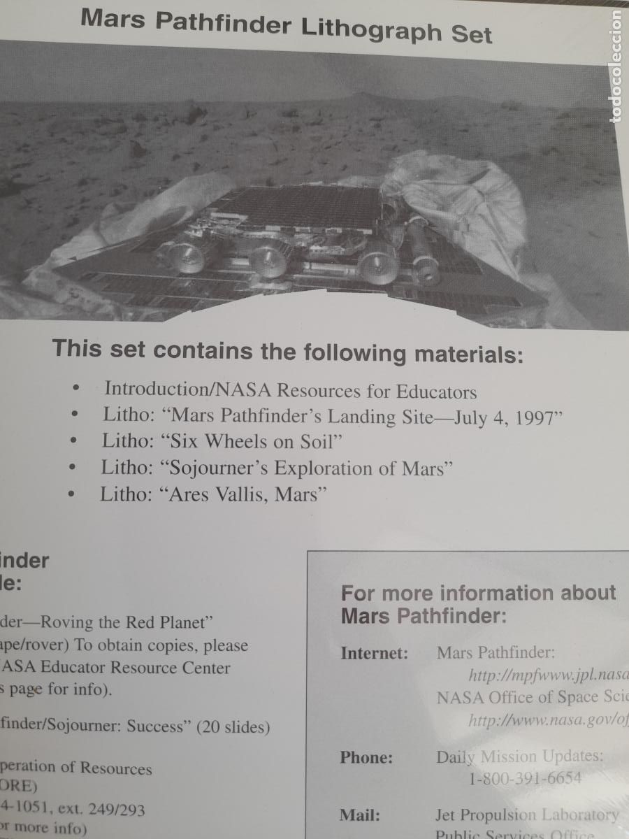 Libros de segunda mano: NASA, Mars Pathfinder Lithograp Set, 1997. Precintado - Foto 2