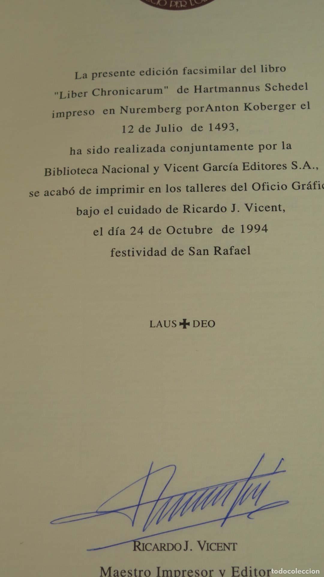 Libros de segunda mano: Liber Chronicarum. Facsimil. Ejemplar numerado. FACSIMIL. VICENT - Foto 3