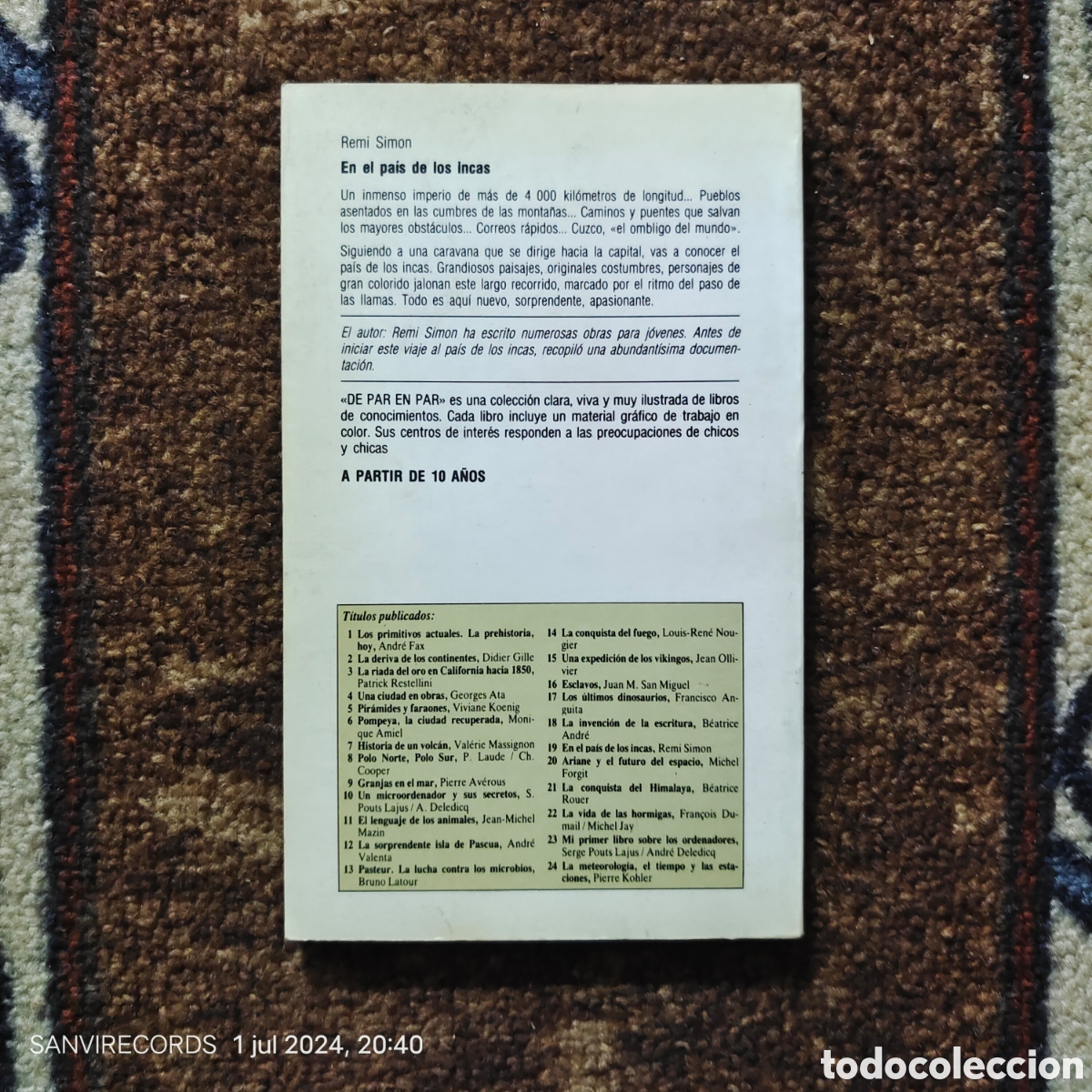 Libros de segunda mano: EN EL PA&Iacute;S DE LOS INCAS (REMI SIMON) (DE PAR EN PAR, SM) - Foto 2