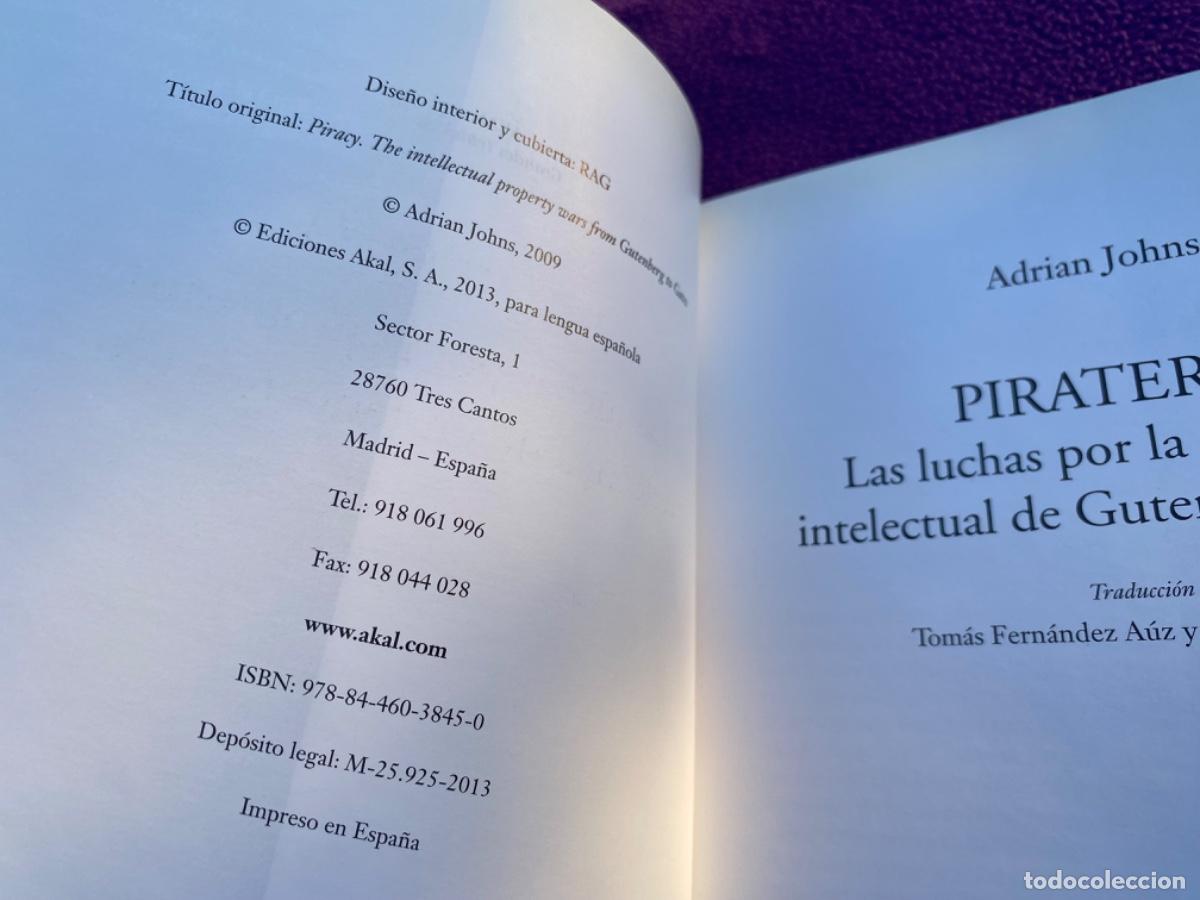 Libros de segunda mano: PIRATERIA - JOHNS ADRIAN - EDICIONES AKAL - Foto 6