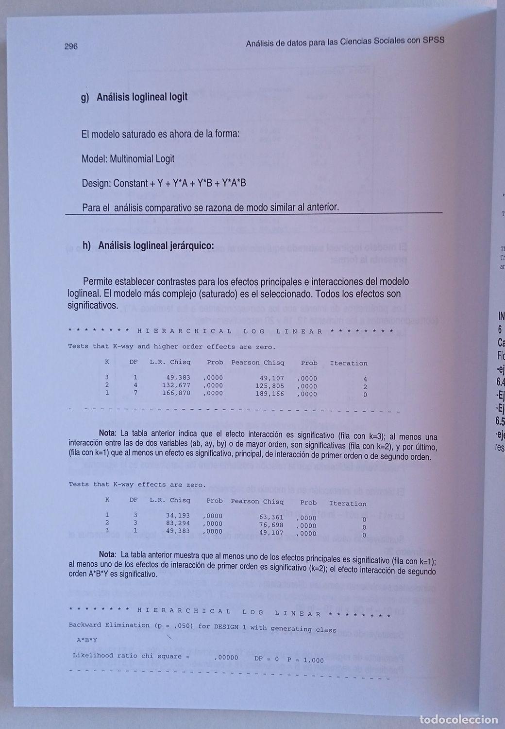 Libros de segunda mano: AN&Aacute;LISIS DE DATOS PARA LAS CIENCIAS SOCIALES CON SPSS - Foto 8