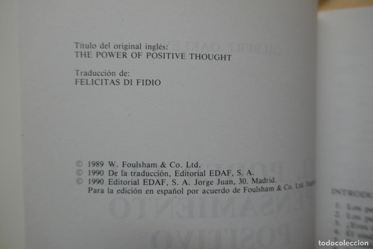 Libros de segunda mano: El poder del pensamiento positivo / Oakley, Gilbert - Foto 4