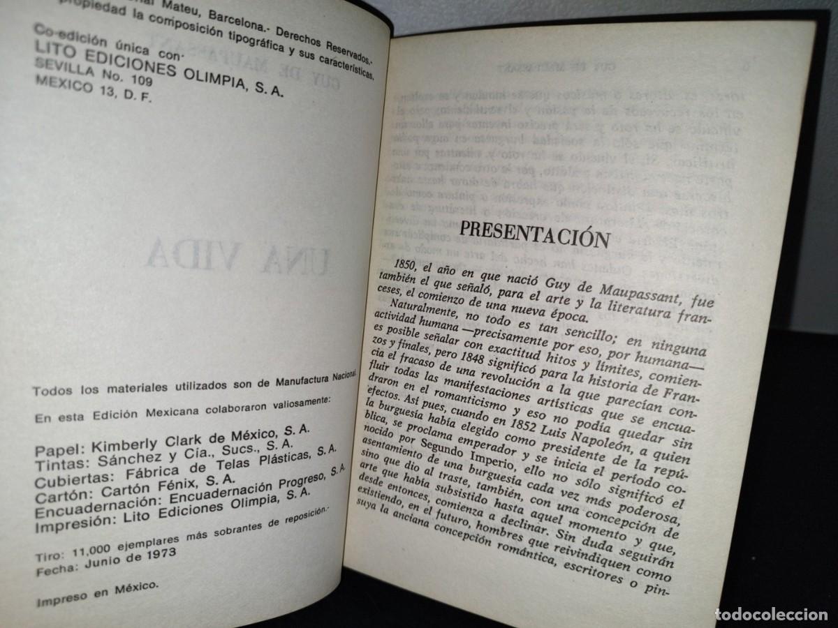 Libros de segunda mano: 42- UNA VIDA - GUY DE MAUPASSANT - EDICIONES OLIMPIA, S. A. 1973 - Foto 4