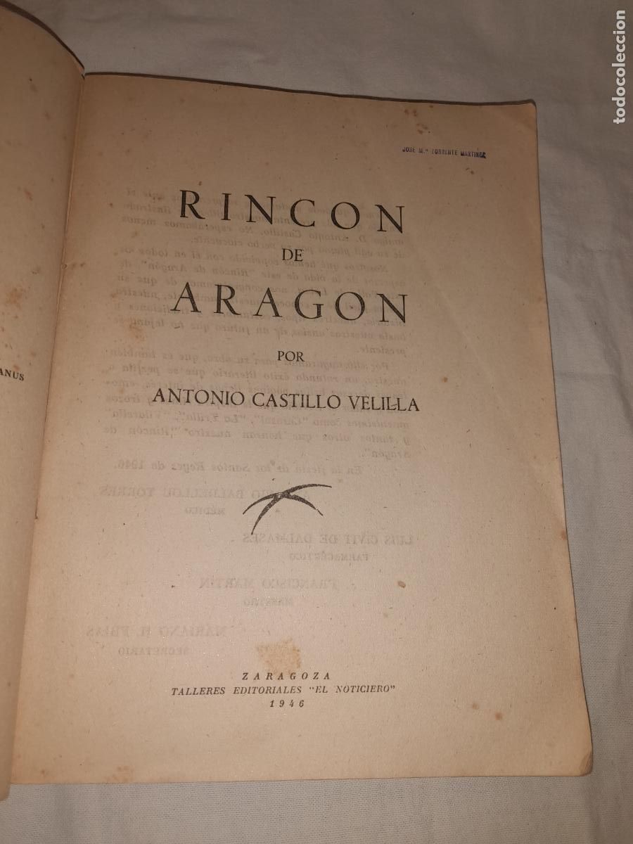 Libros de segunda mano: RINCON DE ARAGON - A&Ntilde;O 1946 - A.CASTILLO VELILLA - ILUSTRADO. - Foto 3