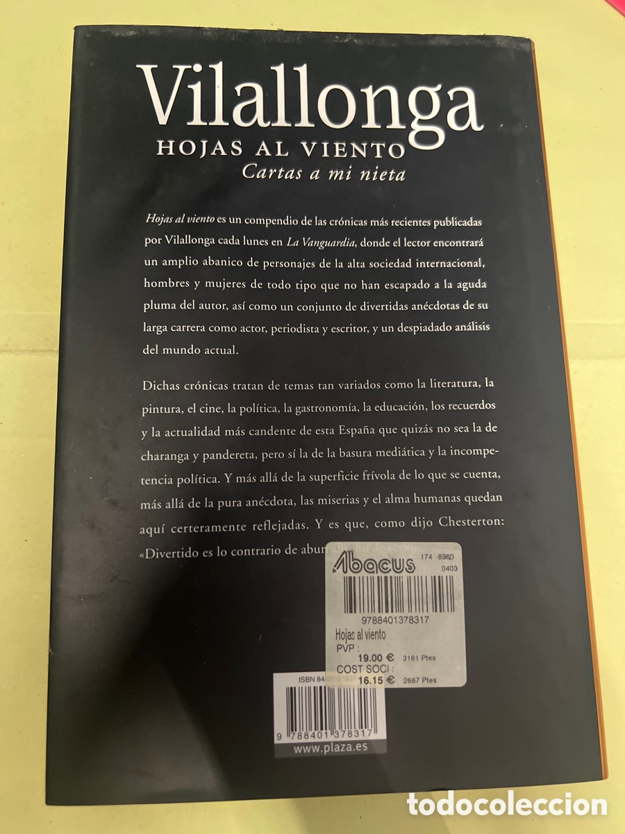 Libros de segunda mano: T2/B3/48. HOJAS AL VIENTO - JOSE LUIS DE VILALLONGA - Foto 2
