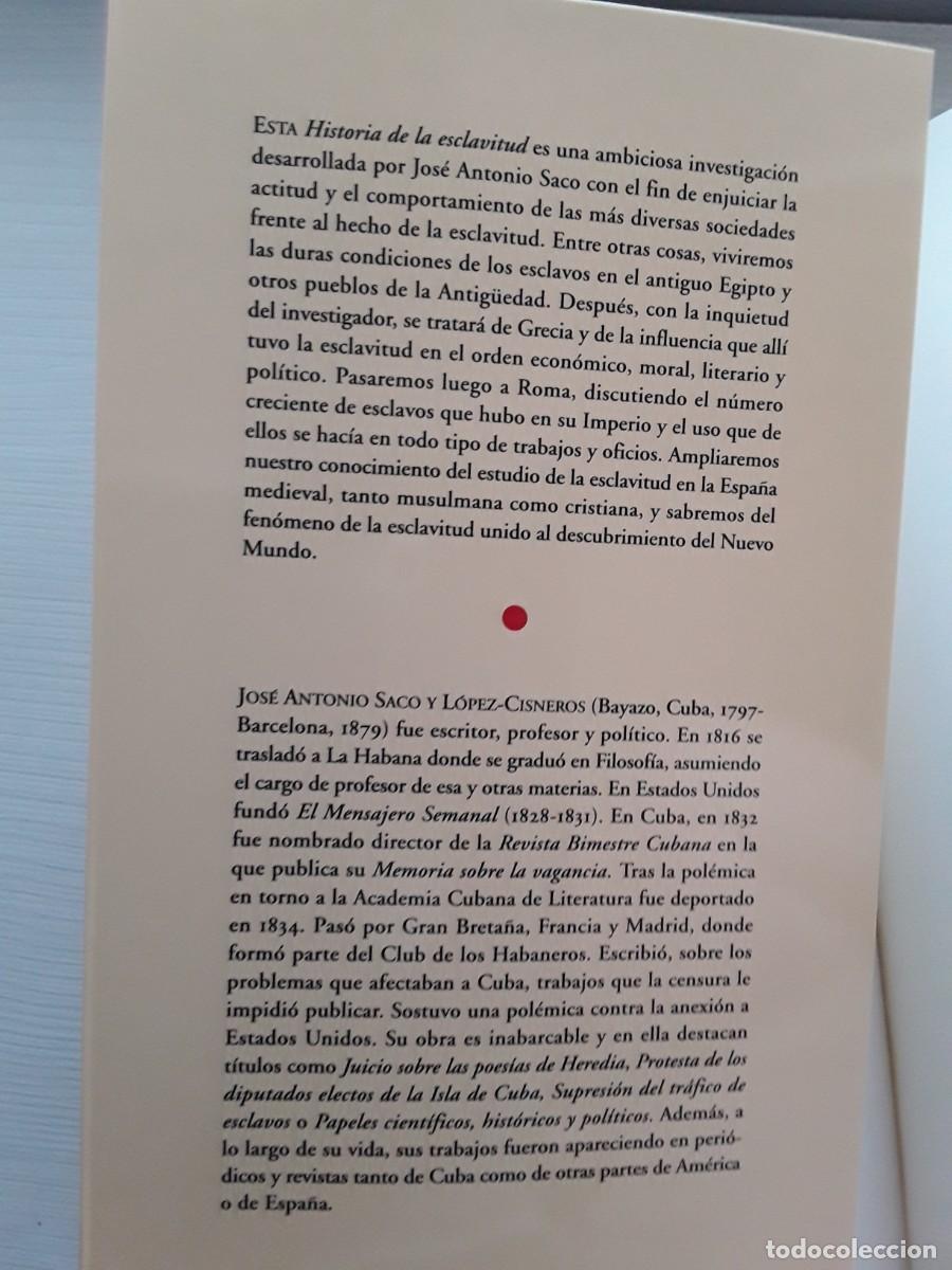 Libros de segunda mano: HISTORIA DE LA ESCLAVITUD. JOS&Eacute; ANTONIO SACO. - Foto 2