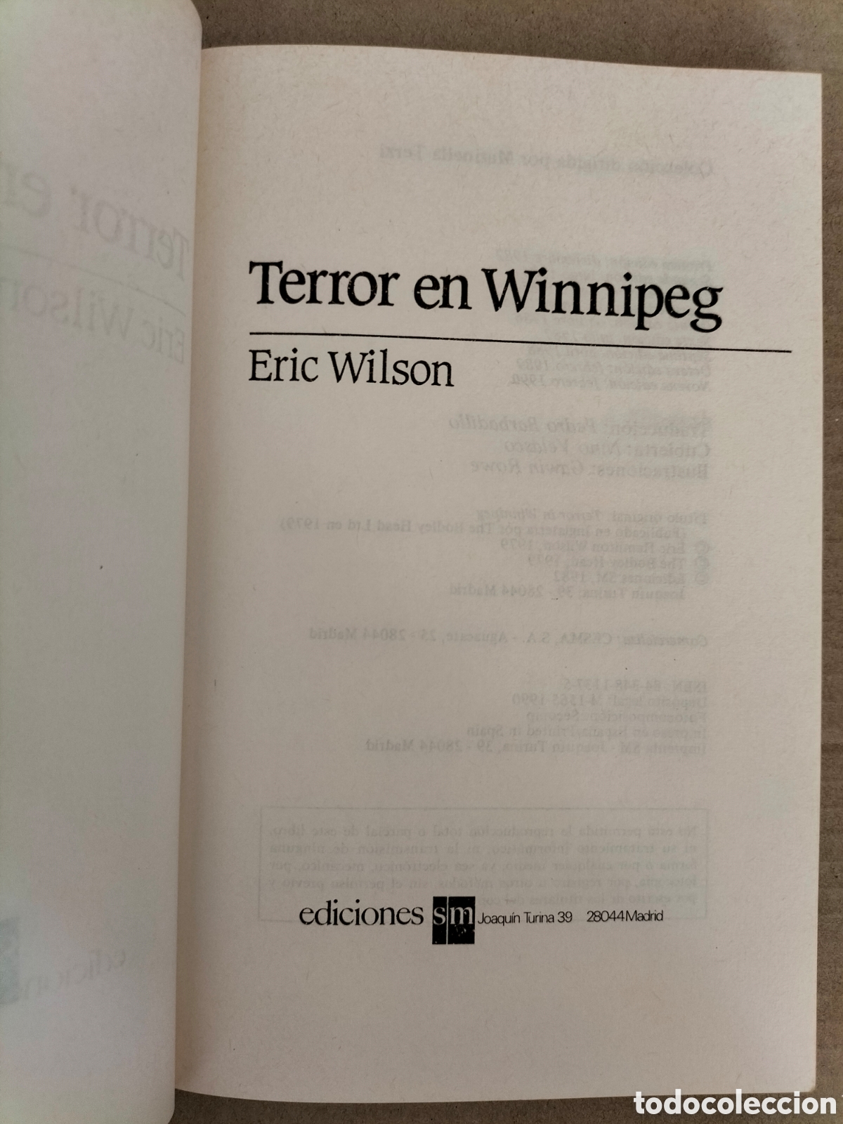 Libros de segunda mano: Terror en Winnipeg. Eric Wilson. El barco de vapor 37. Ediciones SM, 1990. Libro - Foto 2