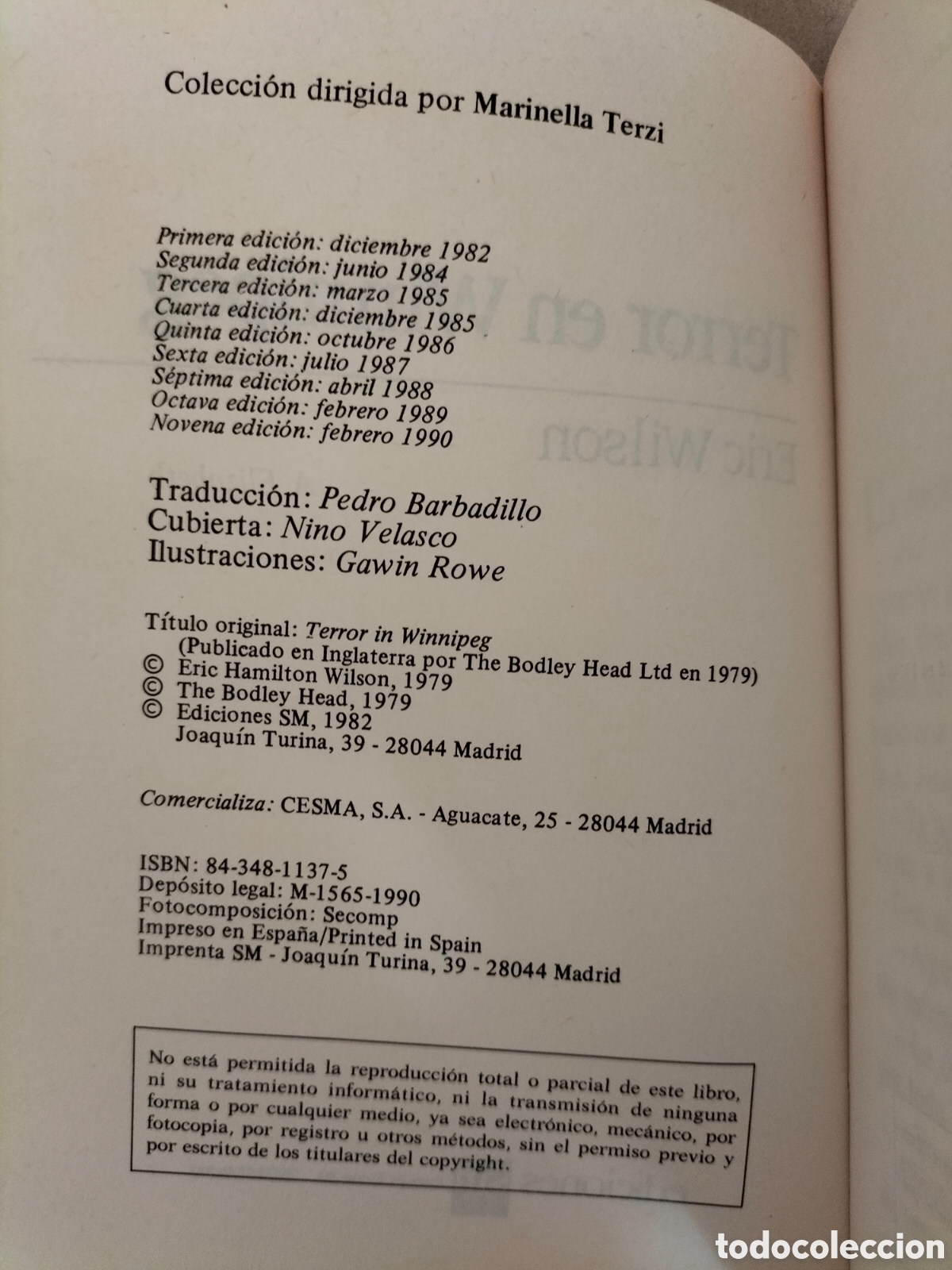 Libros de segunda mano: Terror en Winnipeg. Eric Wilson. El barco de vapor 37. Ediciones SM, 1990. Libro - Foto 3