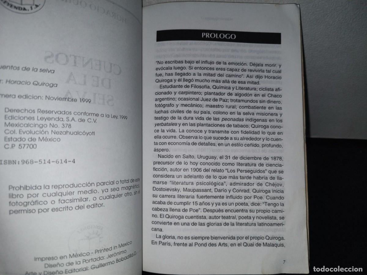 Libros de segunda mano: 87- CUENTOS DE LA SELVA - HORACIO QUIROGA - EDICIONES LEYENDA 1999 - Foto 5