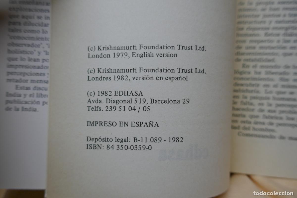 Libros de segunda mano: M&Aacute;S ALL&Aacute; DEL PENSAMIENTO - KRISHNAMURTI - EDHASA - Foto 7