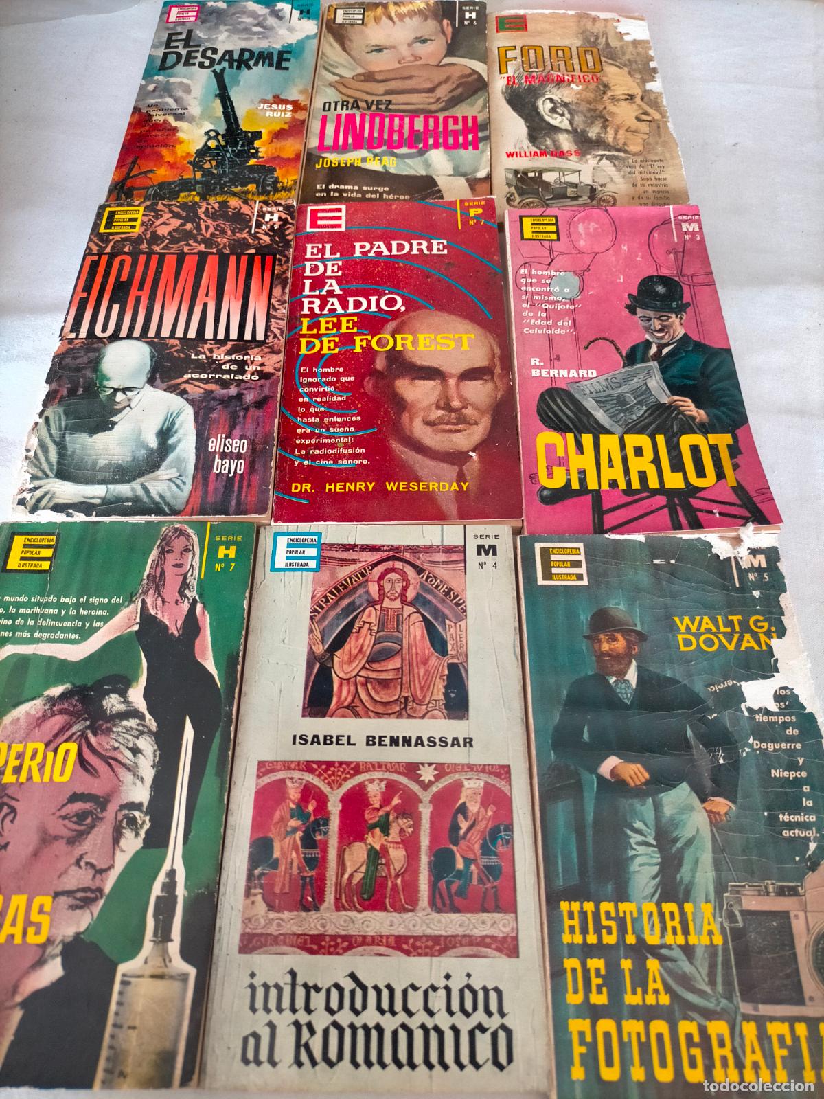 Libros de segunda mano: Lote 9 libros revistas de novelas de espionaje guerra y otros charlot eichmann radio foro el desarme