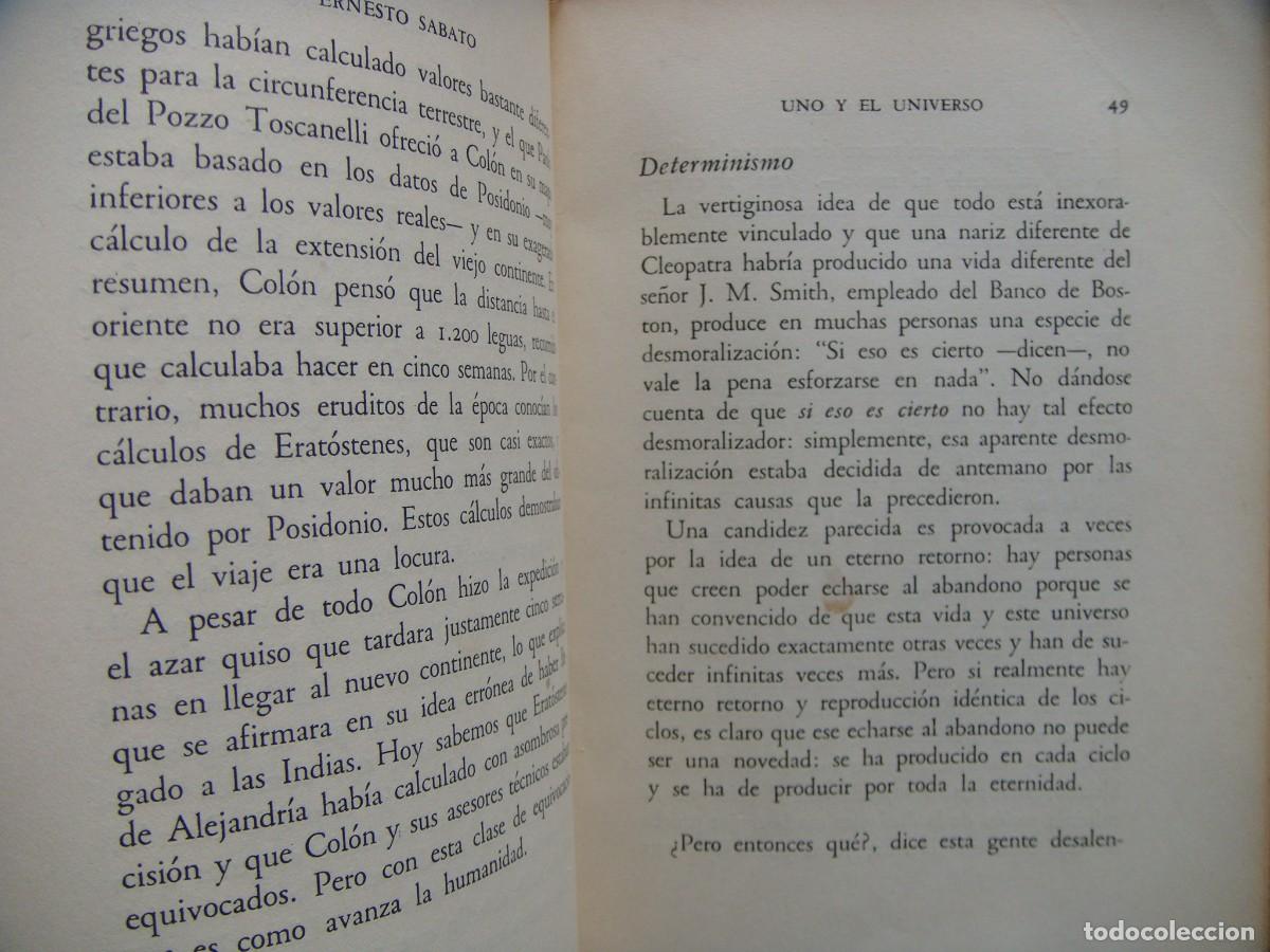 Libros de segunda mano: Ernesto S&aacute;bato: UNO Y EL UNIVERSO. Primera edicion - Foto 4
