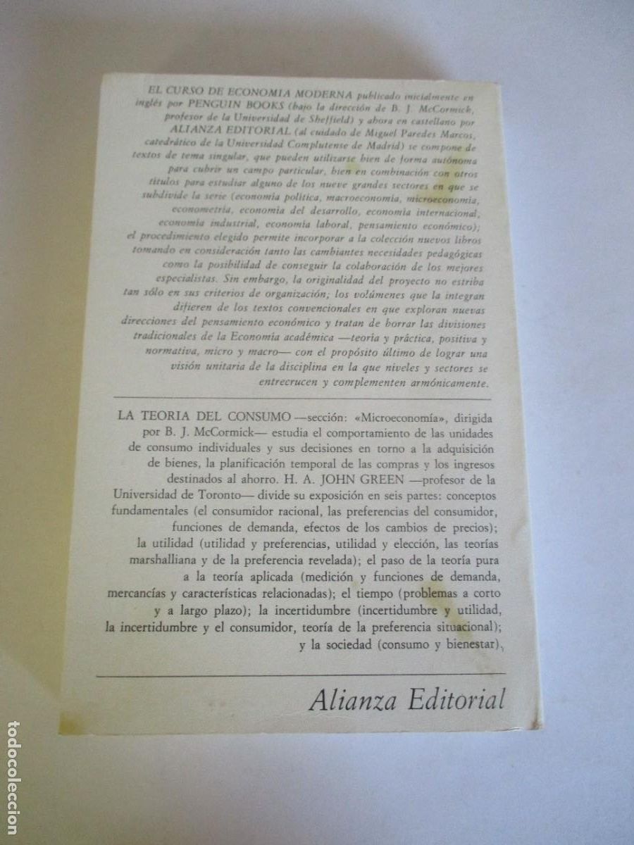 Libros de segunda mano: H.A. JOHN GREEN La teor&iacute;a del consumo W28481 - Foto 2