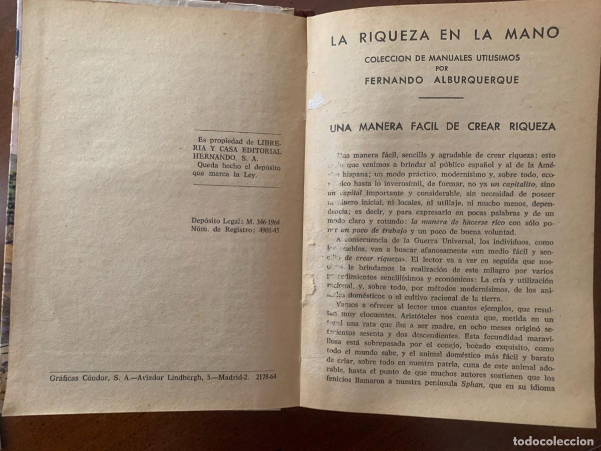 Libros de segunda mano: La riqueza en la mano. La cr&iacute;a del conejo... - Foto 2