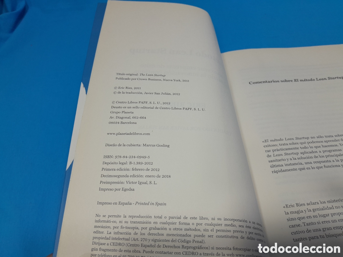 Libros de segunda mano: EL M&Eacute;TODO LEAN STARTUP - ERIC RIES - C&Oacute;MO CREAR EMPRESAS DE &Eacute;XITO - 12 EDICI&Oacute;N - Foto 3