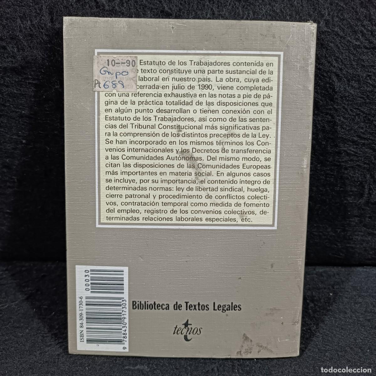 Libros de segunda mano: ESTATUTO DE LOS TRABAJADORES - TECNOS - 1990 / 616 - Foto 2