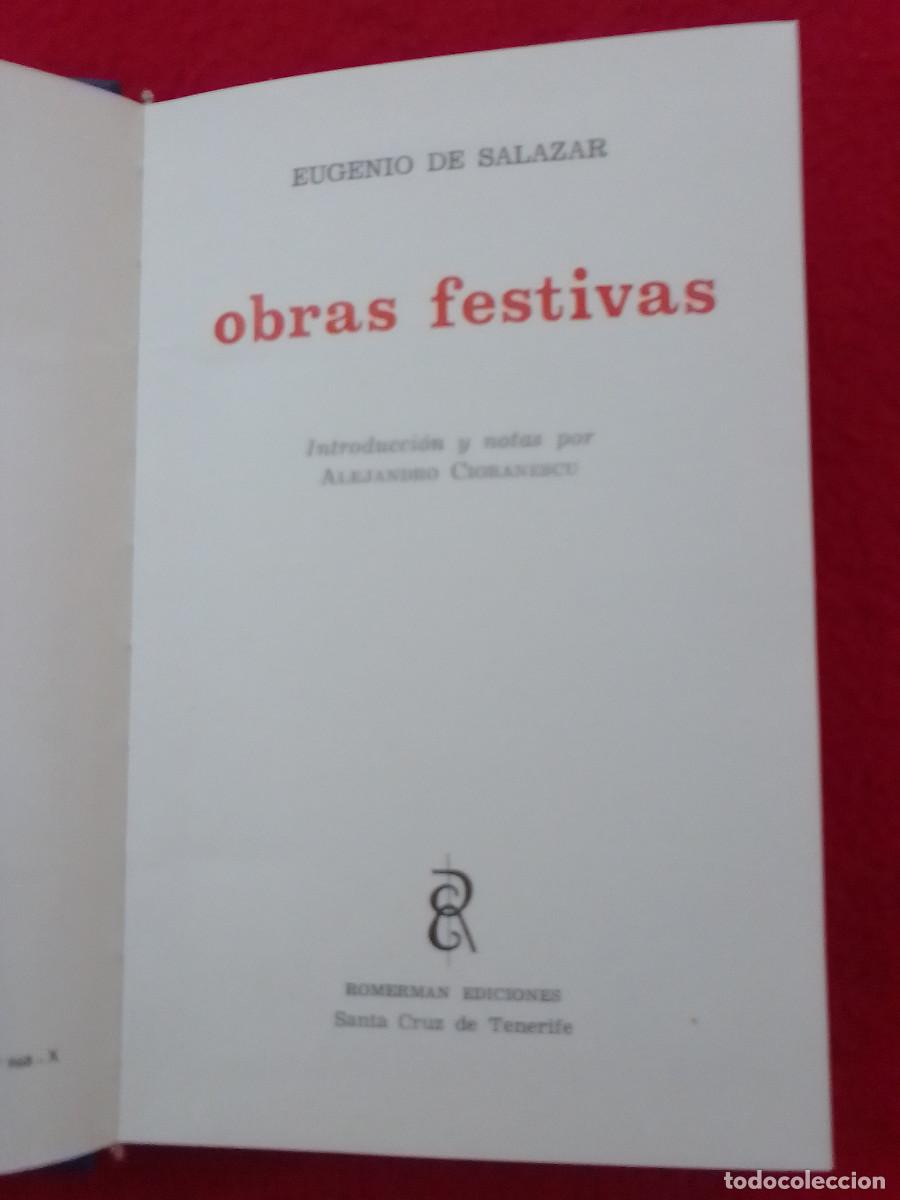 Libros de segunda mano: Obras Festivas - Eugenio de Salazar - Romerman Ediciones. 1968 - Foto 1