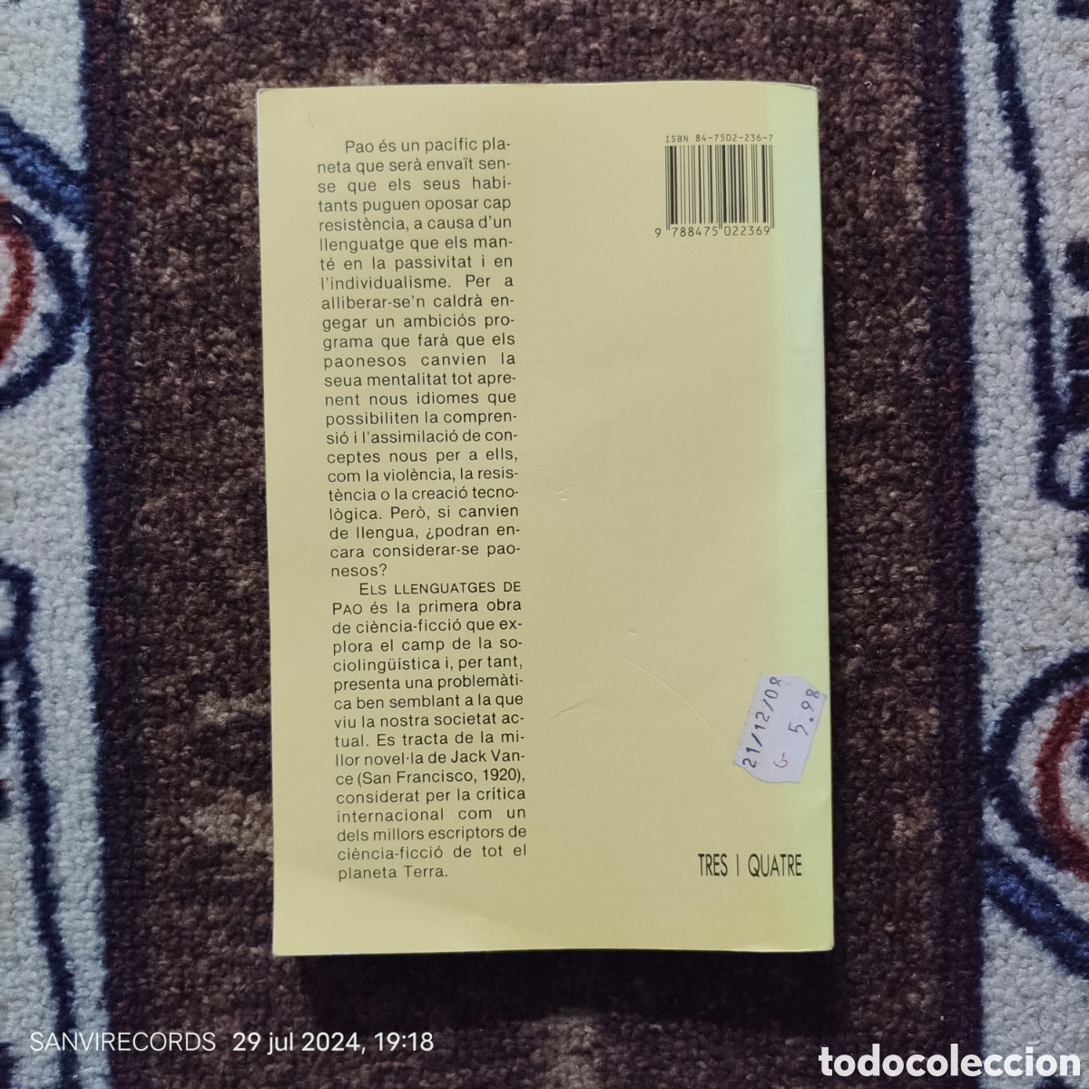 Libros de segunda mano: ELS LLENGUATGES DE PAO (JACK VANCE) (EL GRILL) - Foto 2