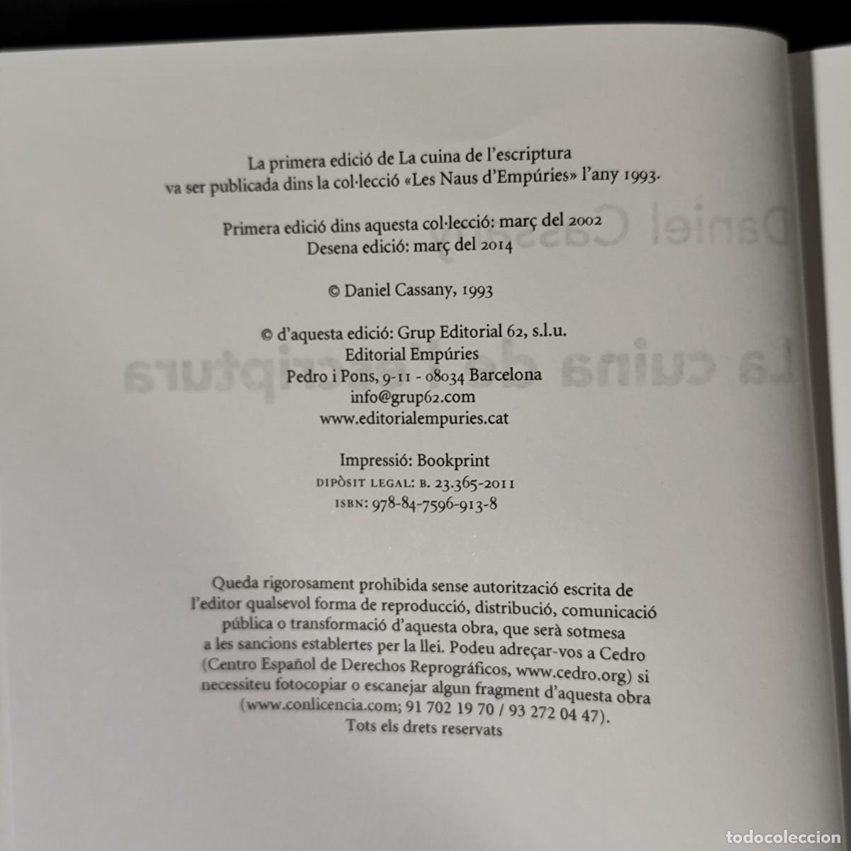 Libros de segunda mano: DANIEL CASSANY - LA CUINA DE LESCRIPTURA - BIBLIOTECA UNIVERSAL EMP&Uacute;RIES / 194 - Foto 6